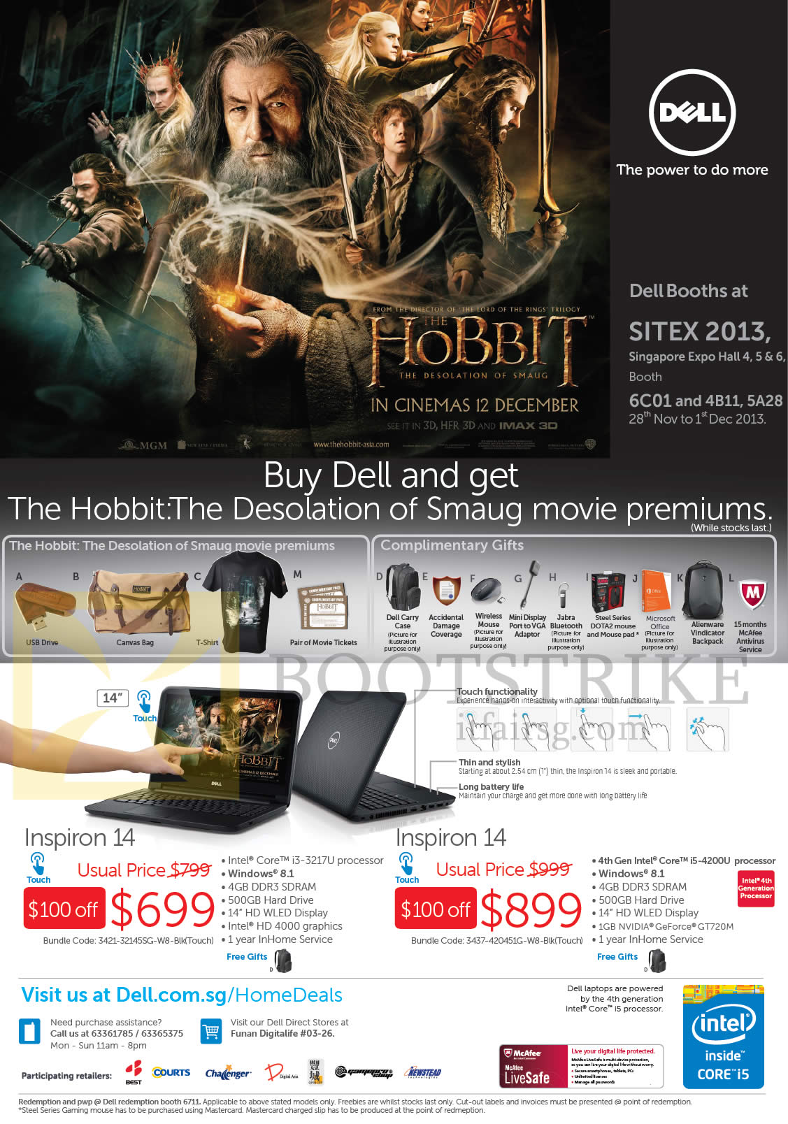 SITEX 2013 price list image brochure of Dell Notebooks Inspiron 14, Hobbit Movie Premiums, Gifts