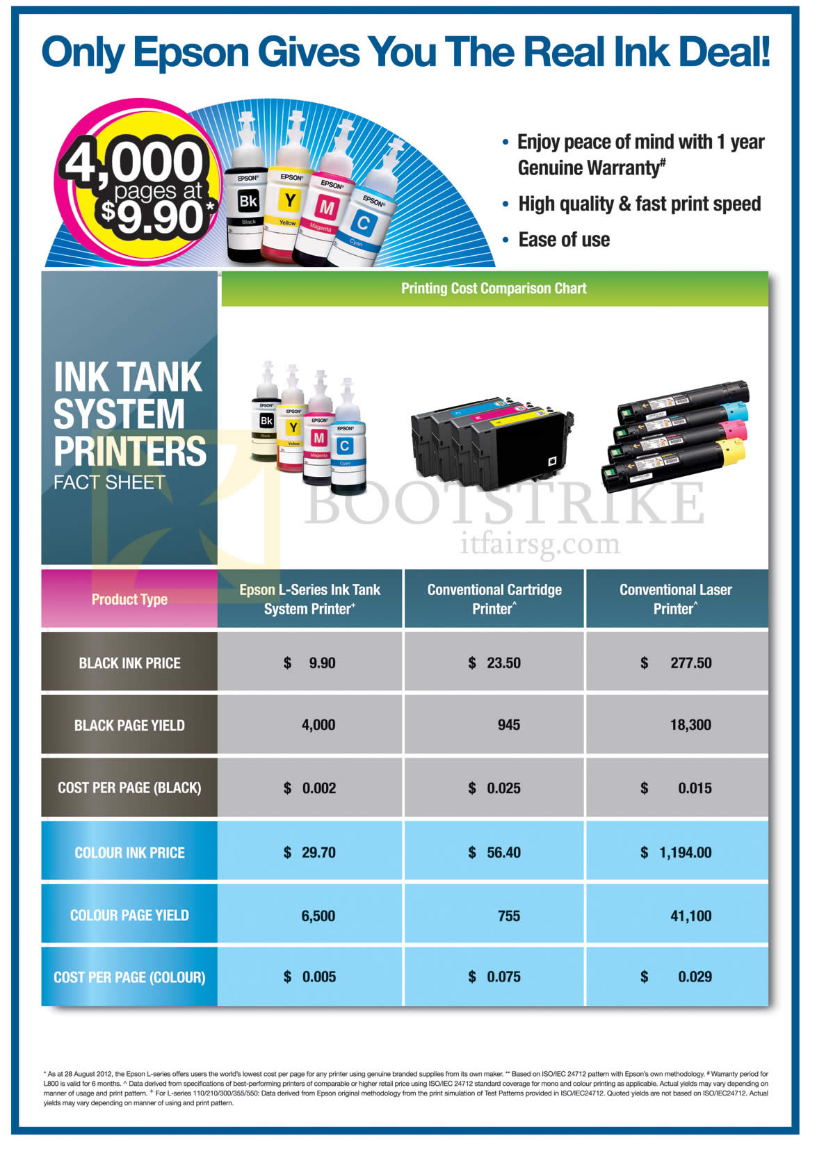 SITEX 2013 price list image brochure of Epson Printing Cost Comparison Charts
