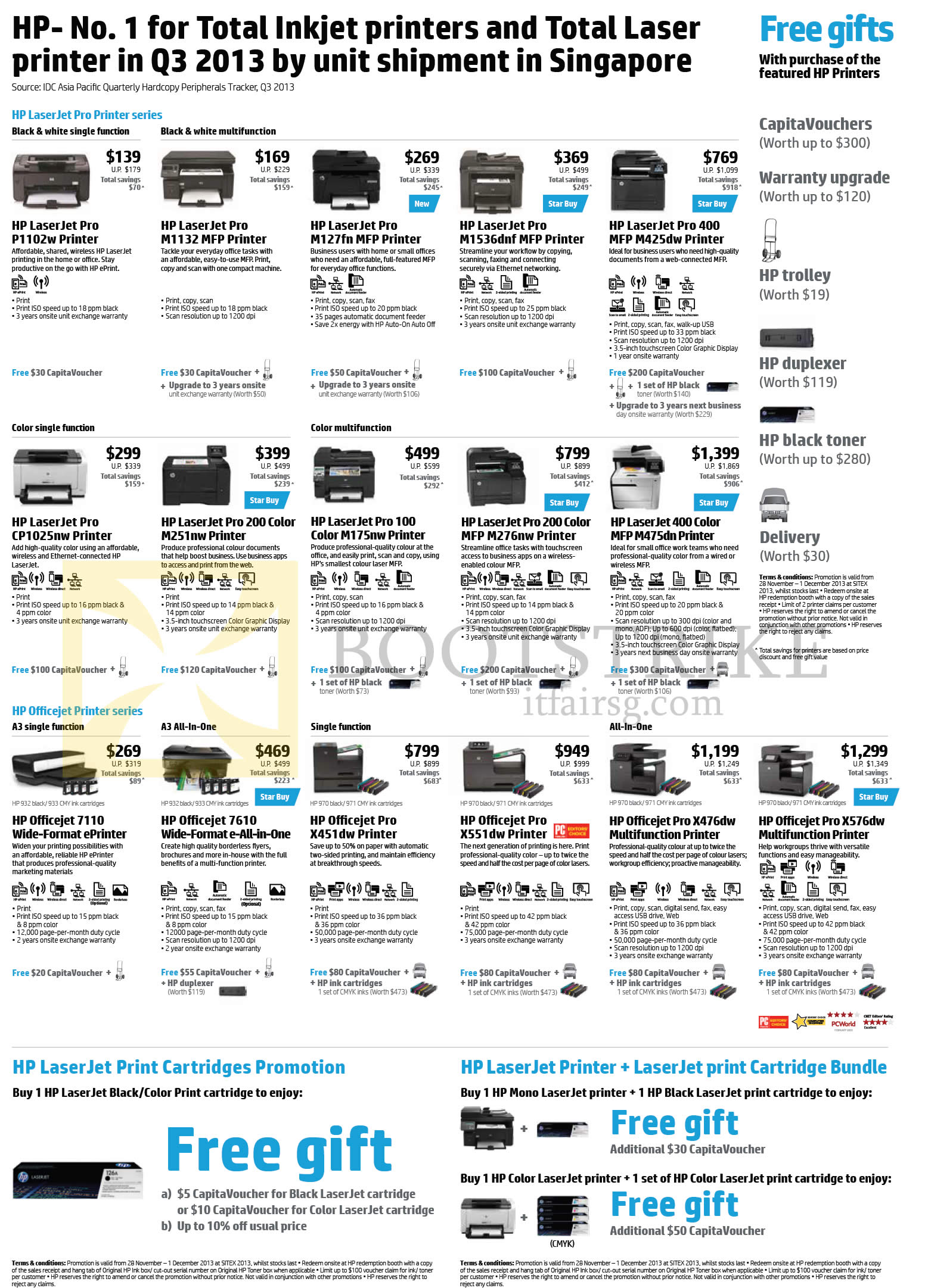SITEX 2013 price list image brochure of HP Printers Laserjet M1132, M127fn, M1536dnf, M425dw, M251nw, M175nw, M276nw, M475nw, X476dw, X551dw, X451dw, 7610, Officejet 7110