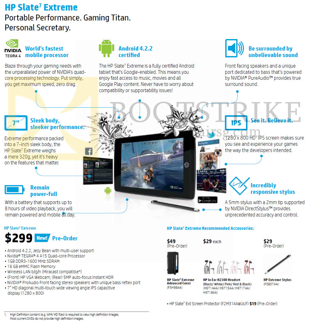 SITEX 2013 price list image brochure of HP Slate 7 Extreme Features, Accessories