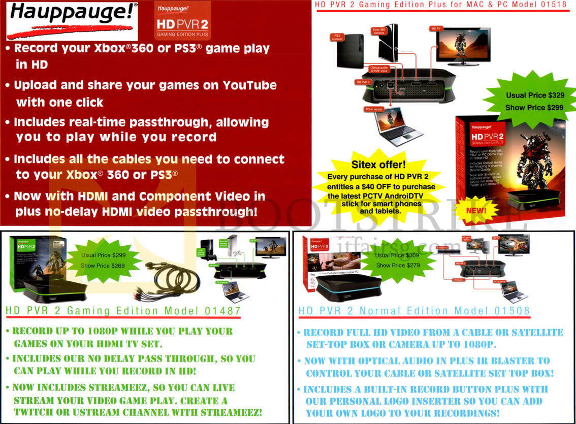 SITEX 2013 price list image brochure of Happuage HD PVR 2 G Gaming Edition Plus, HD PVR 2 01487, Record TV