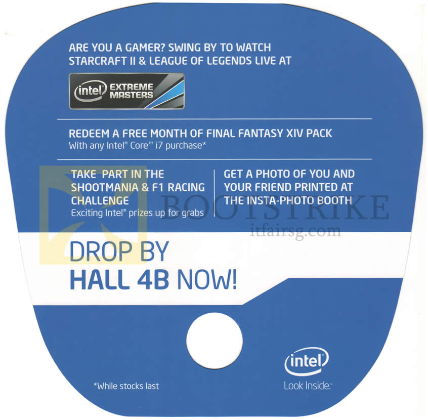 SITEX 2013 price list image brochure of Intel Free Final Fantasy XIV, Shootmania, F1 Racing Challenger, Insta Photo Booth, Redemptions