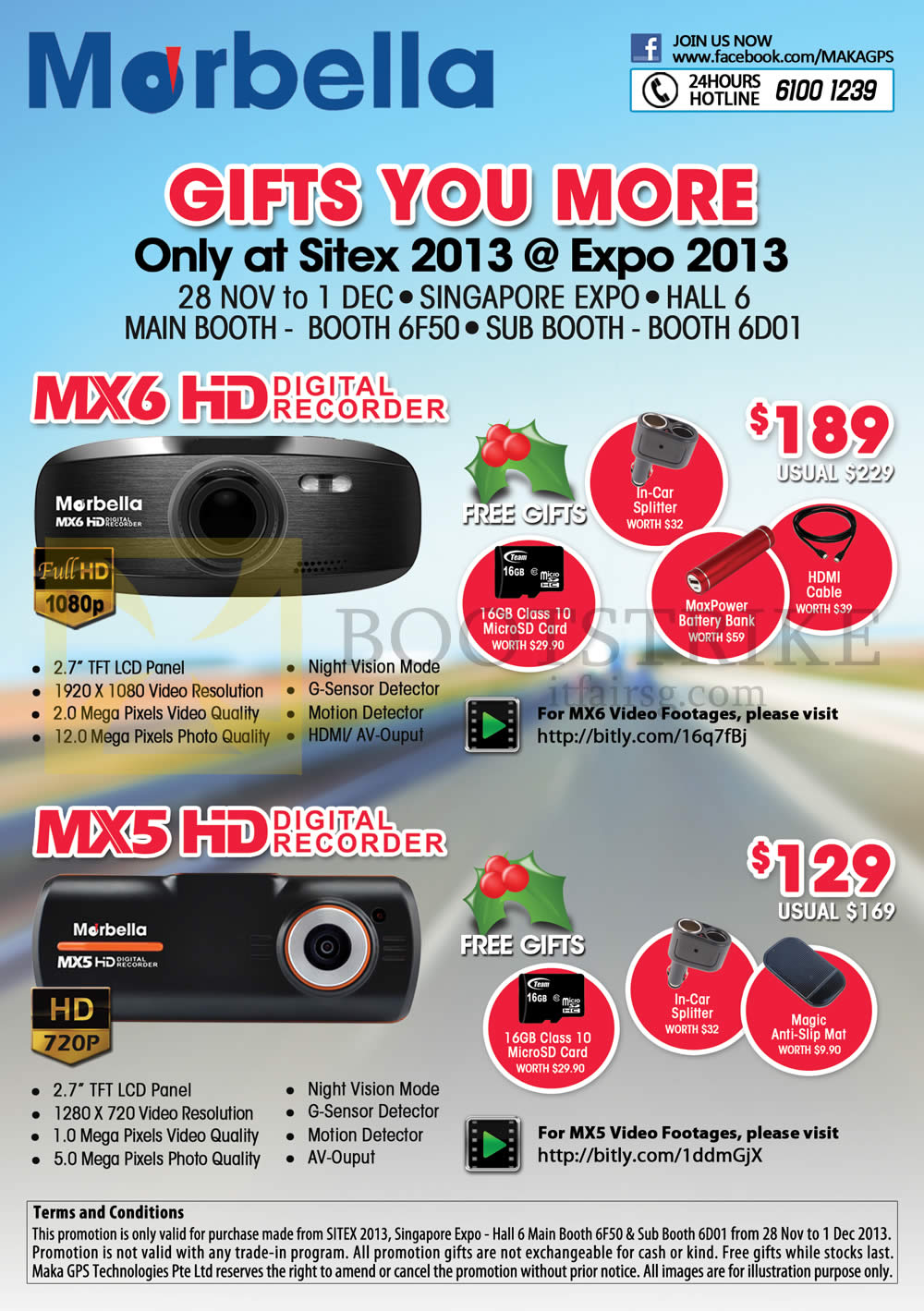 SITEX 2013 price list image brochure of Maka GPS Marbella Car Driving Recorders MX6, MX5