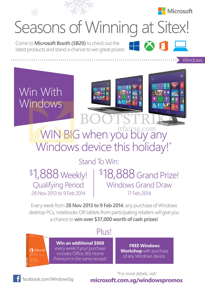 SITEX 2013 price list image brochure of Microsoft Win With Windows Lucky Draw, Free Windows Workshop