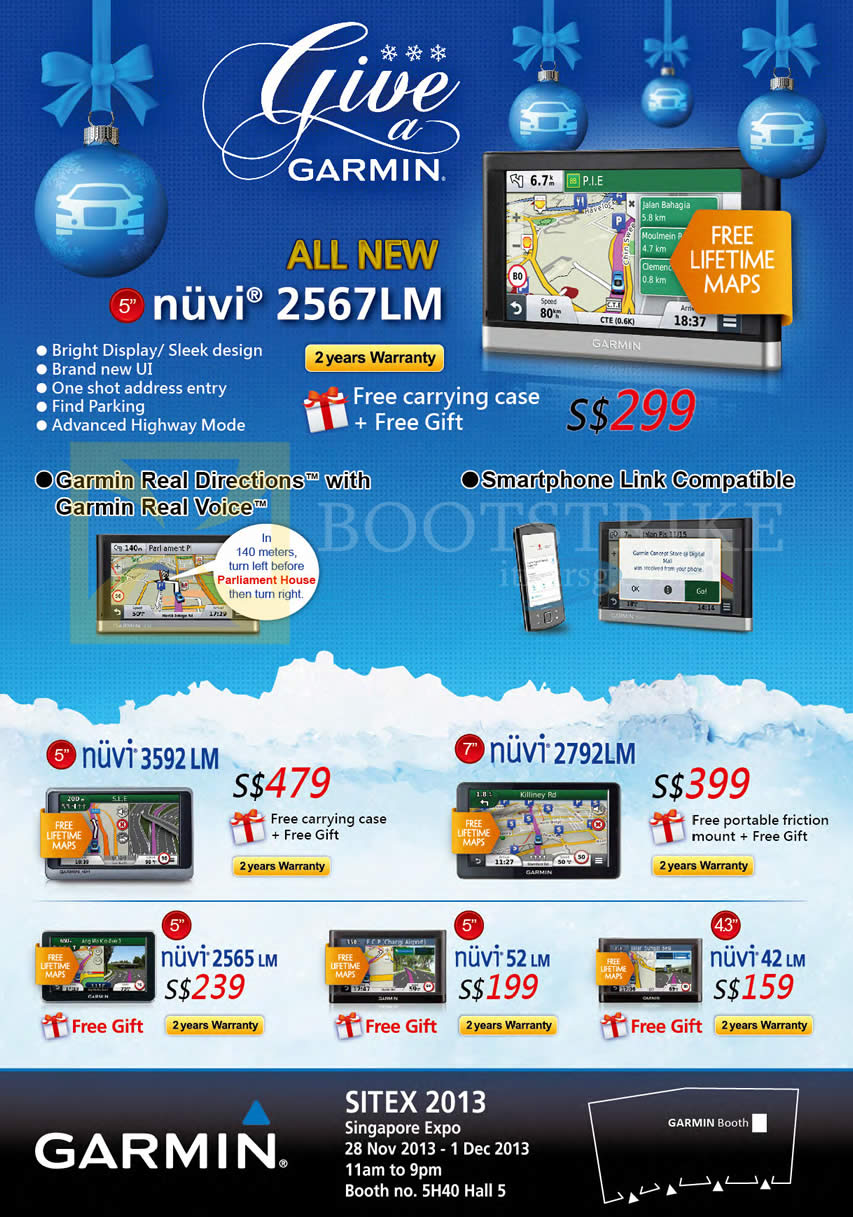 SITEX 2013 price list image brochure of Navicom Garmin GPS Navigators Nuvi 2567LM, 3592LM, 2792LM, 2565LM, 52LM, 42LM
