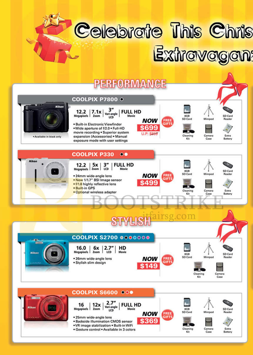 SITEX 2013 price list image brochure of Nikon Digital Cameras Coolpix P7800, P330, S2700, S6600