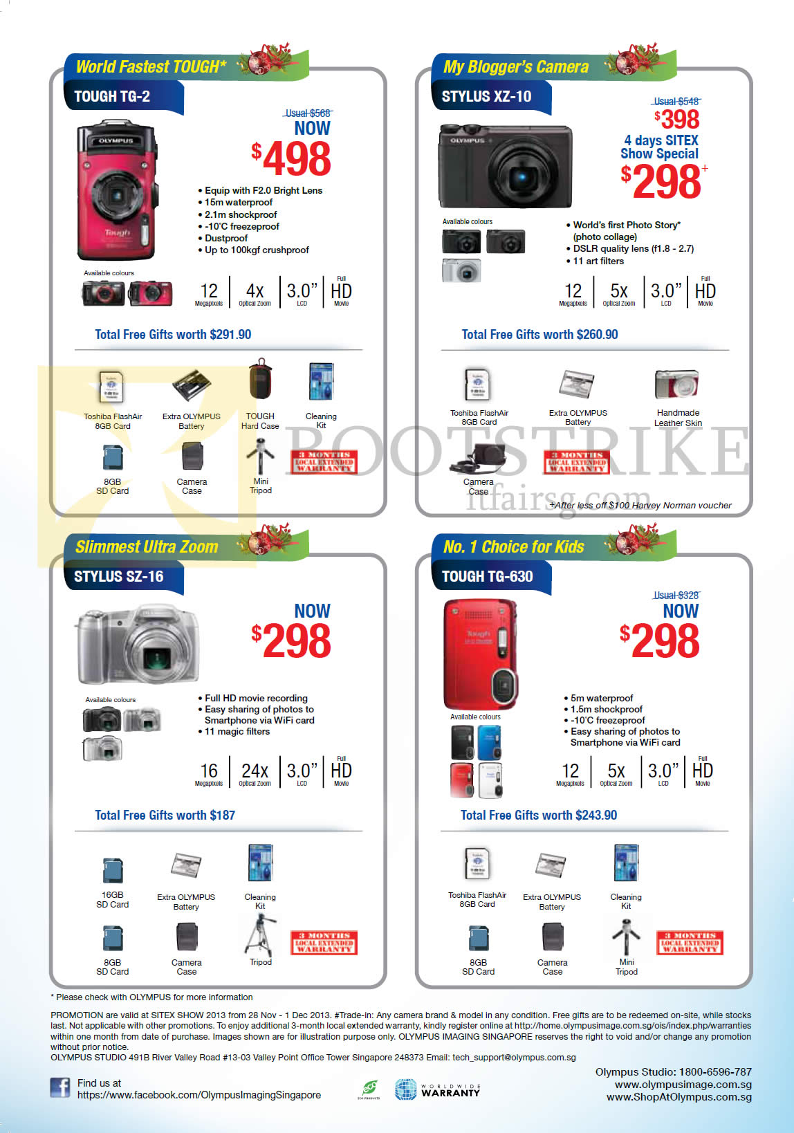 SITEX 2013 price list image brochure of Olympus Digital Cameras Tough TG-2, TG-630, Stylus XZ-10, SZ-16