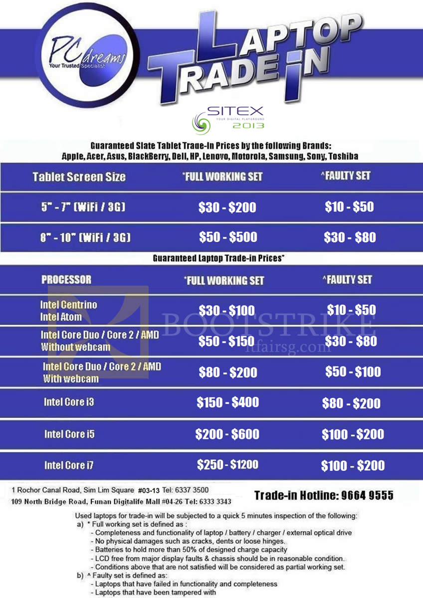 SITEX 2013 price list image brochure of PC Dreams Notebooks Trade In, Tablet Trade In