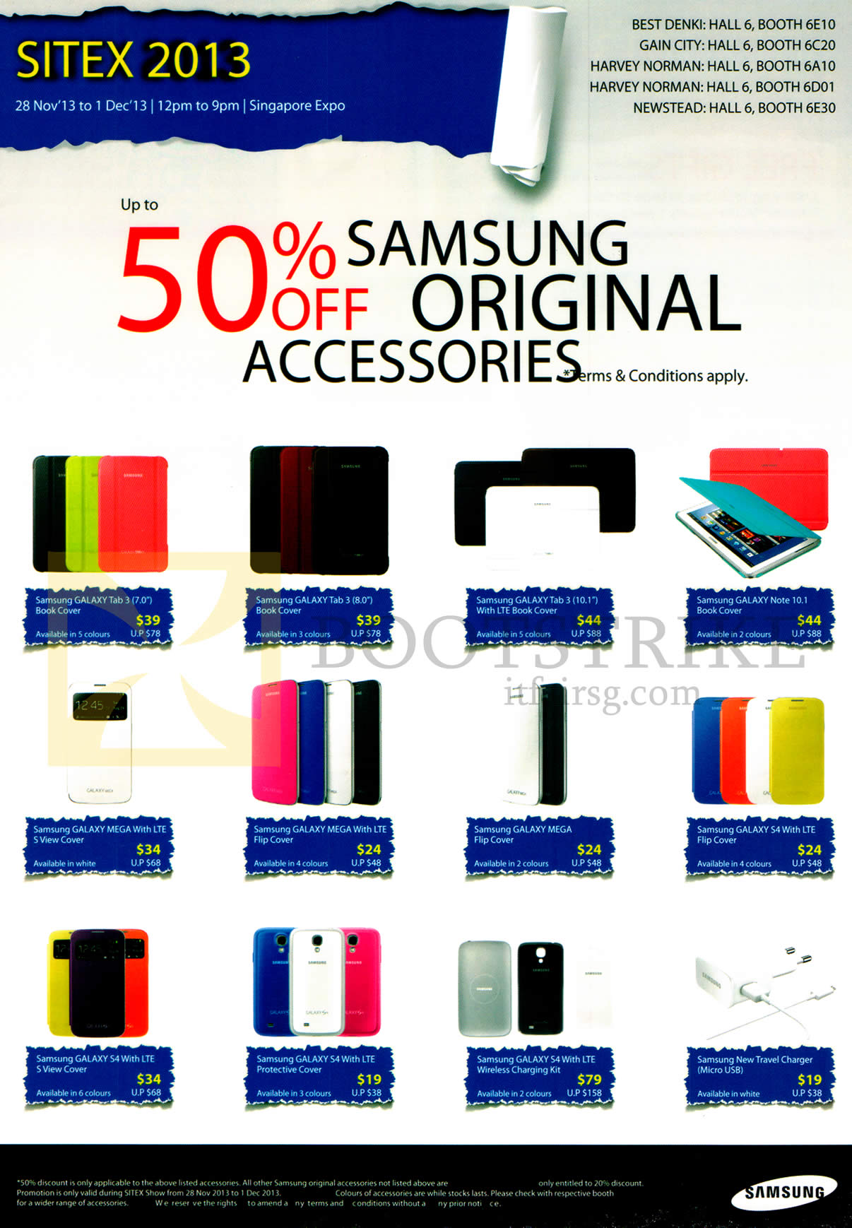 SITEX 2013 price list image brochure of Samsung Accessories Galaxy Cover, Case, Flip Cover, View Cover, Protective Cover, Charging Kit, Charger
