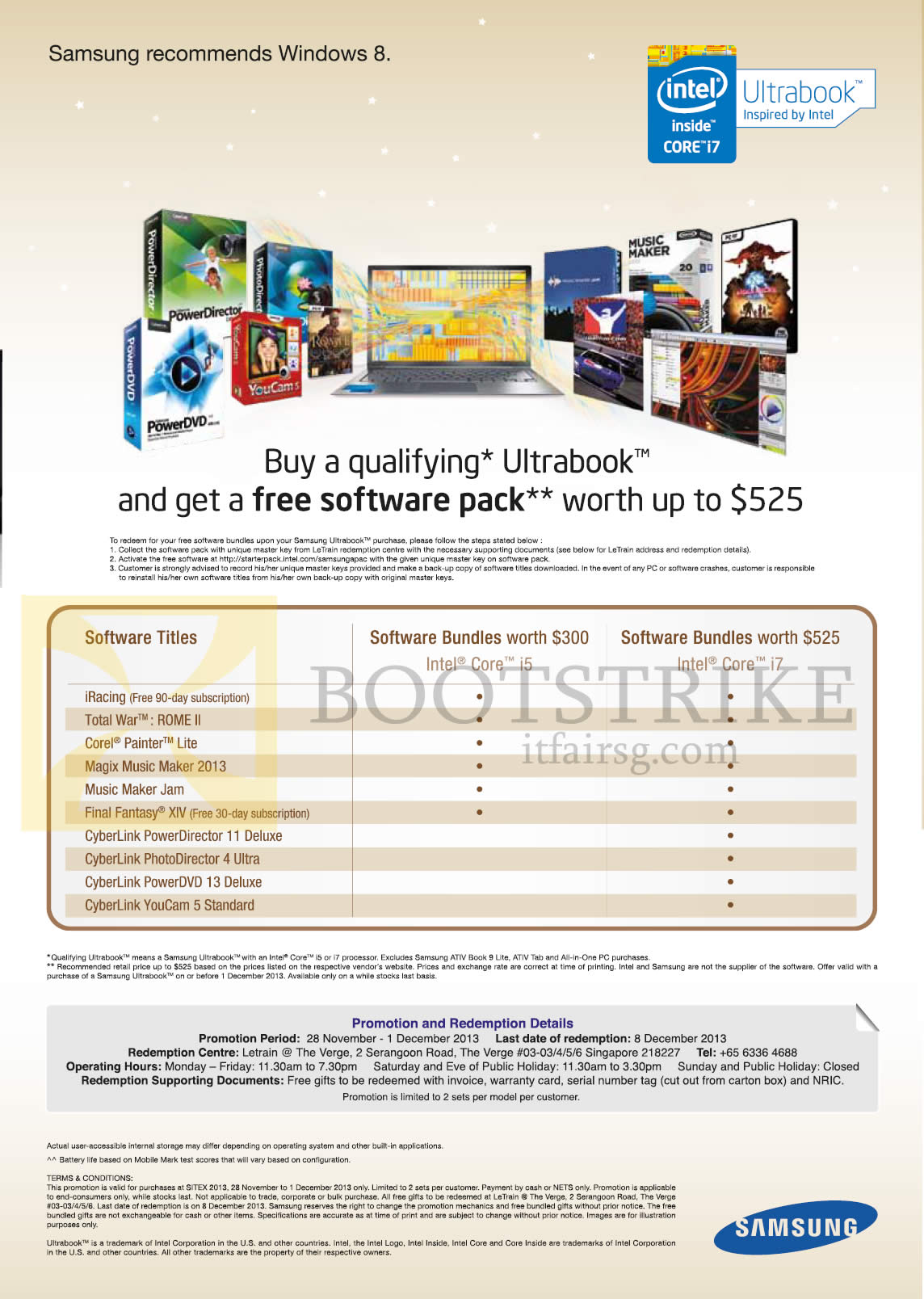 SITEX 2013 price list image brochure of Samsung Notebooks Free Software Pack With Qualifying Notebook Ultrabook Purchase