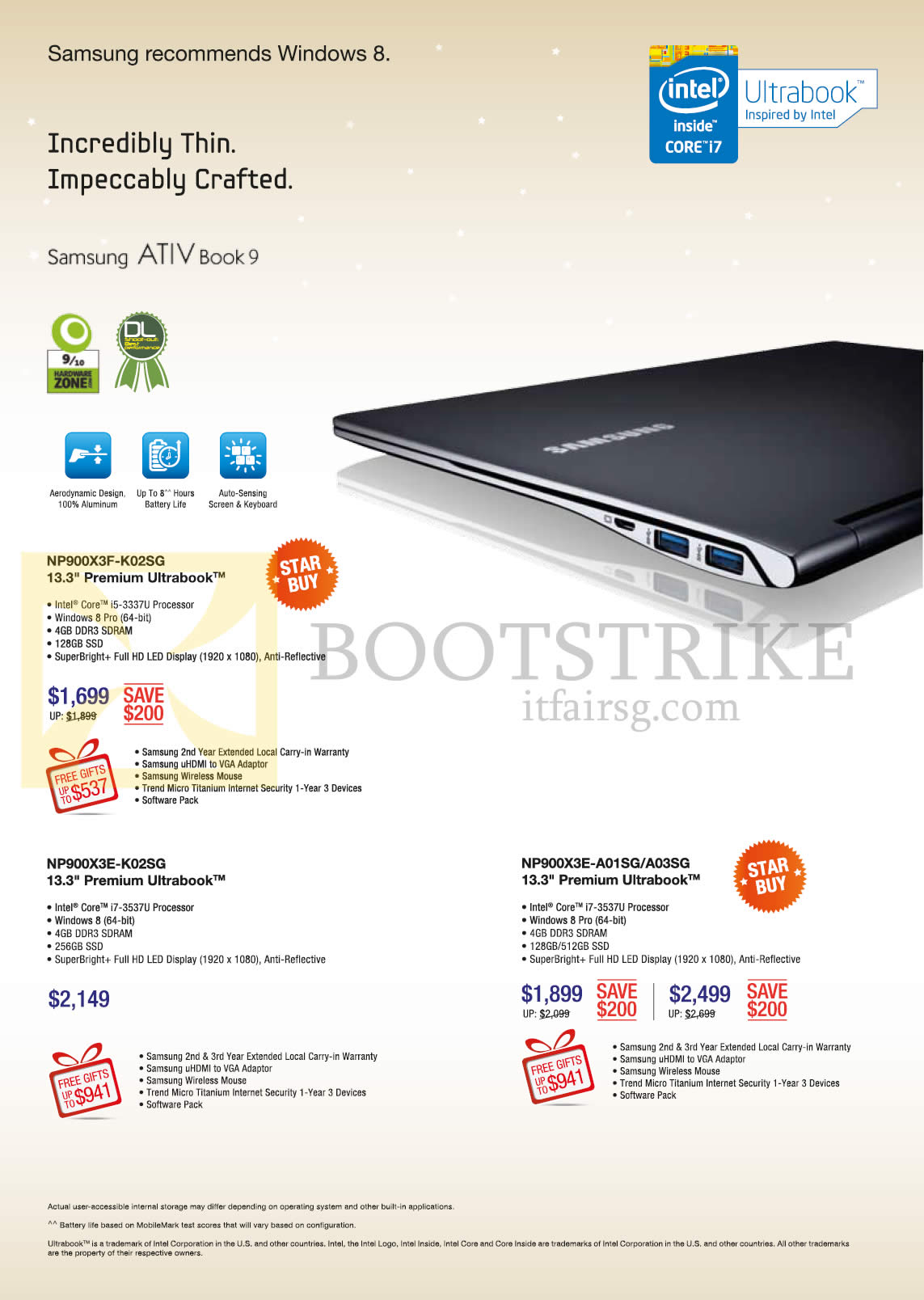 SITEX 2013 price list image brochure of Samsung Notebooks NP900X3F-K02SG, NP900X3E-K02SG, NP900X3E-A01SG, A03SG