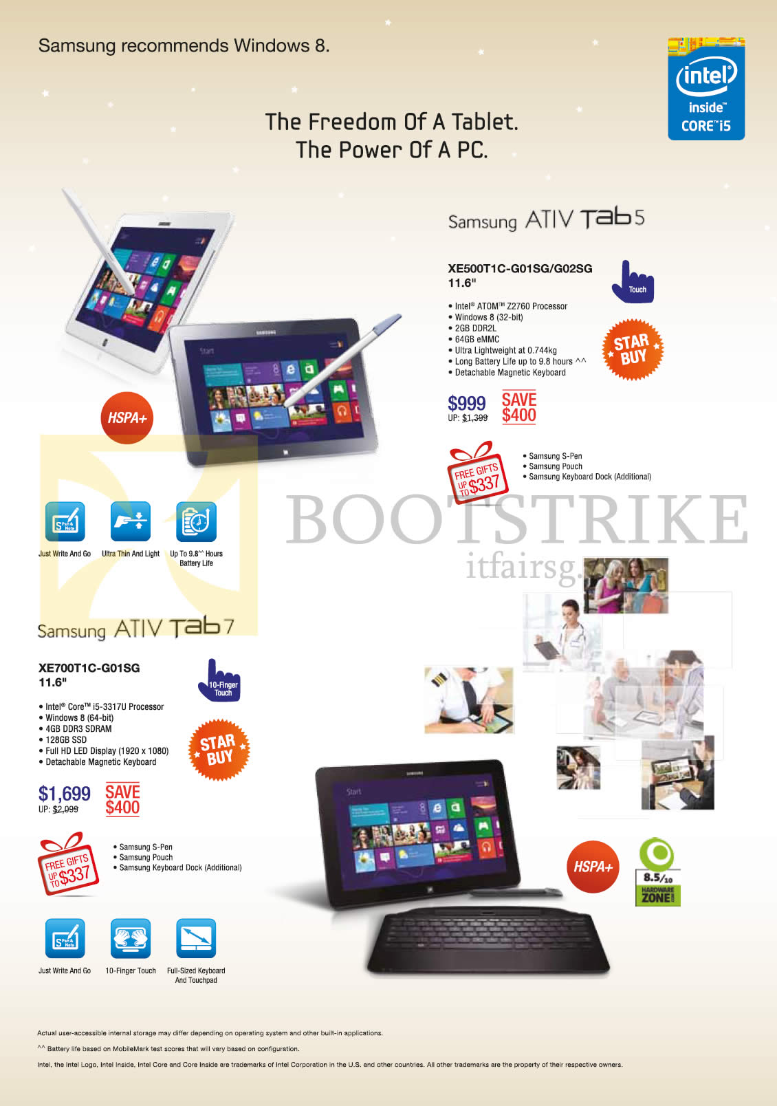 SITEX 2013 price list image brochure of Samsung Tablets XE500T1C-G01SG, G02SG, XE700T1C-G01SG