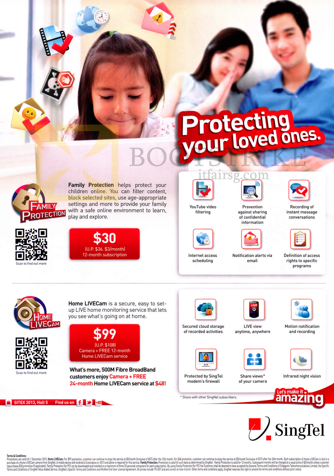 SITEX 2013 price list image brochure of Singtel Family Protection, Home LiveCam