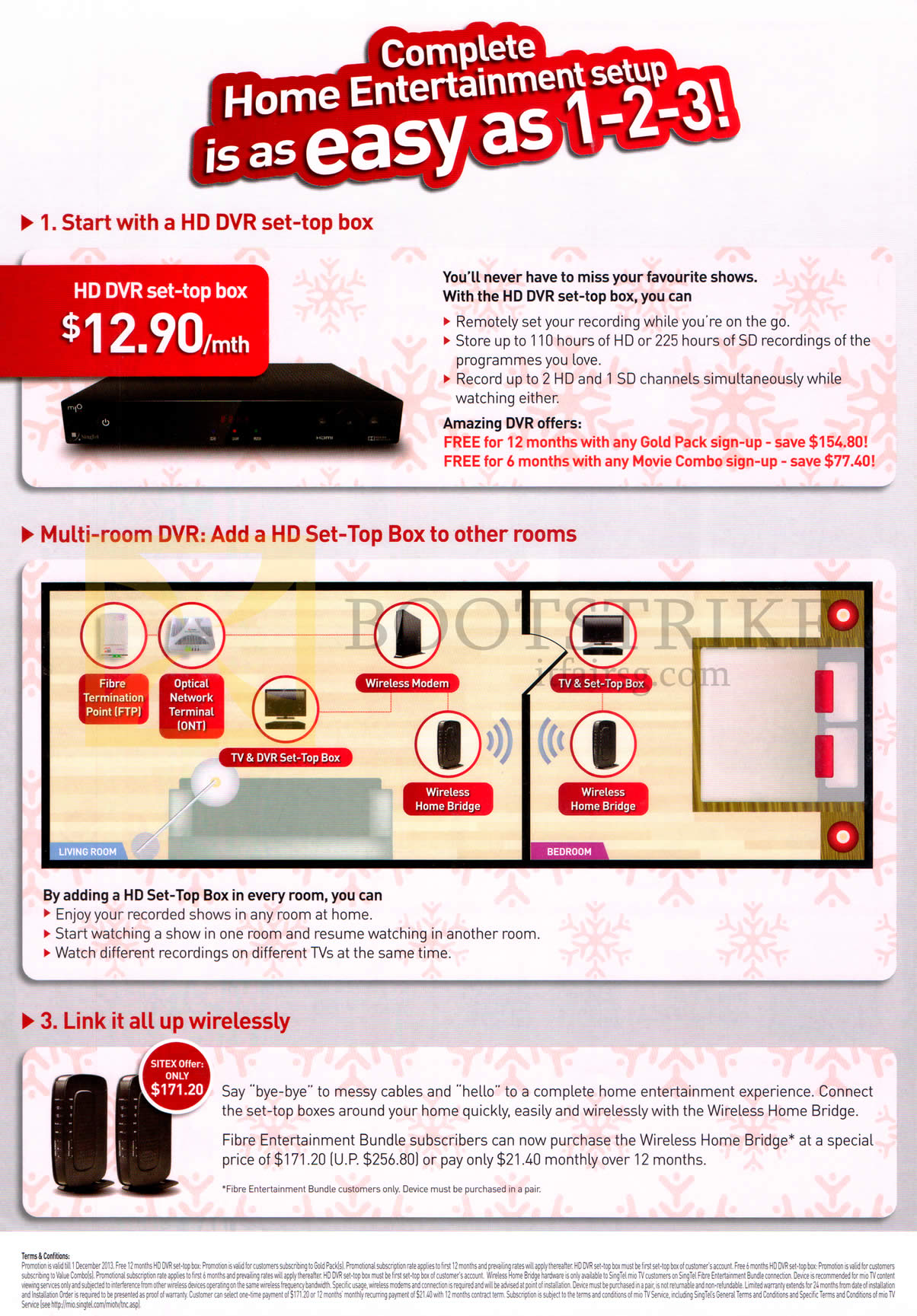 SITEX 2013 price list image brochure of Singtel Mio TV, Complete Home Entertainment Setup In 3 Steps, DVR Set-Top Box