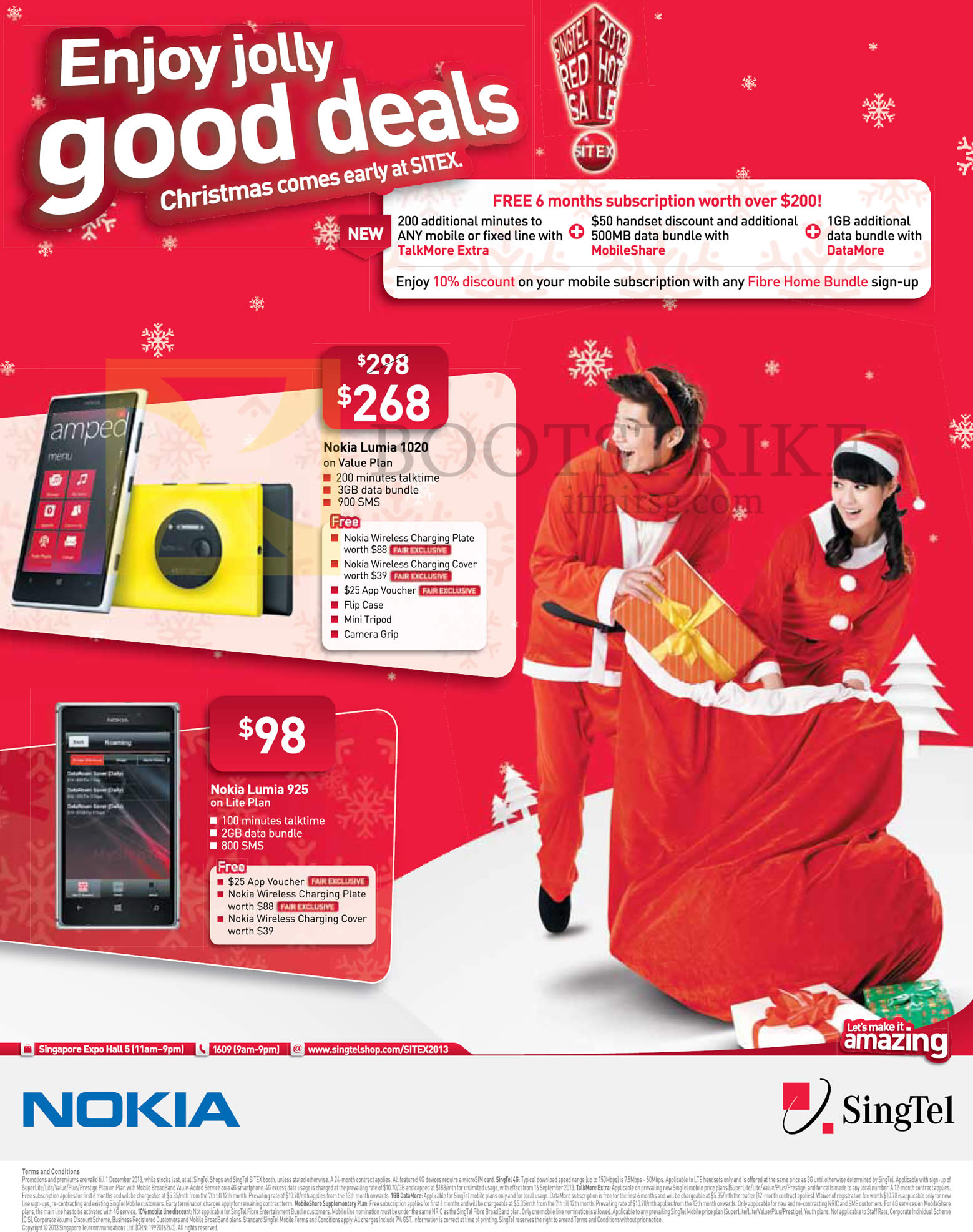SITEX 2013 price list image brochure of Singtel Mobile Nokia Lumia 1020, Lumia 925, Free 6 Months