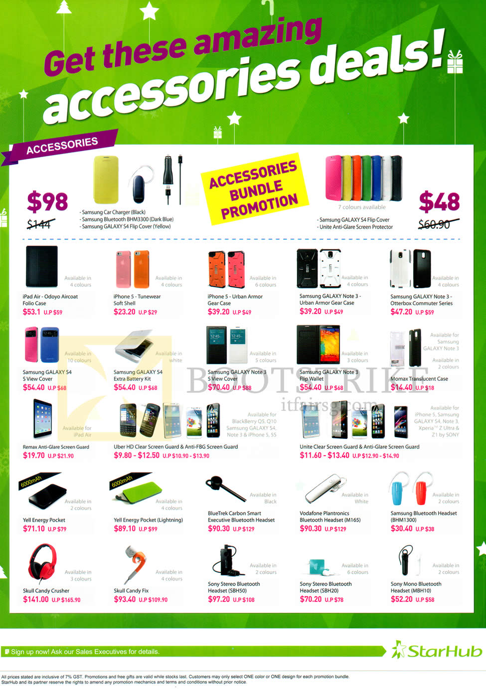 SITEX 2013 price list image brochure of Starhub Accessories, Phone Cases, Screen Protectors, Sony, Skull Candy Earphones