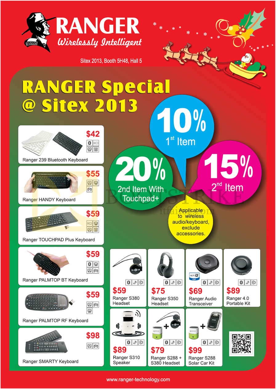 SITEX 2013 price list image brochure of Systems Tech Ranger Accessories, Keyboard, Mouse, Headset, Wireless
