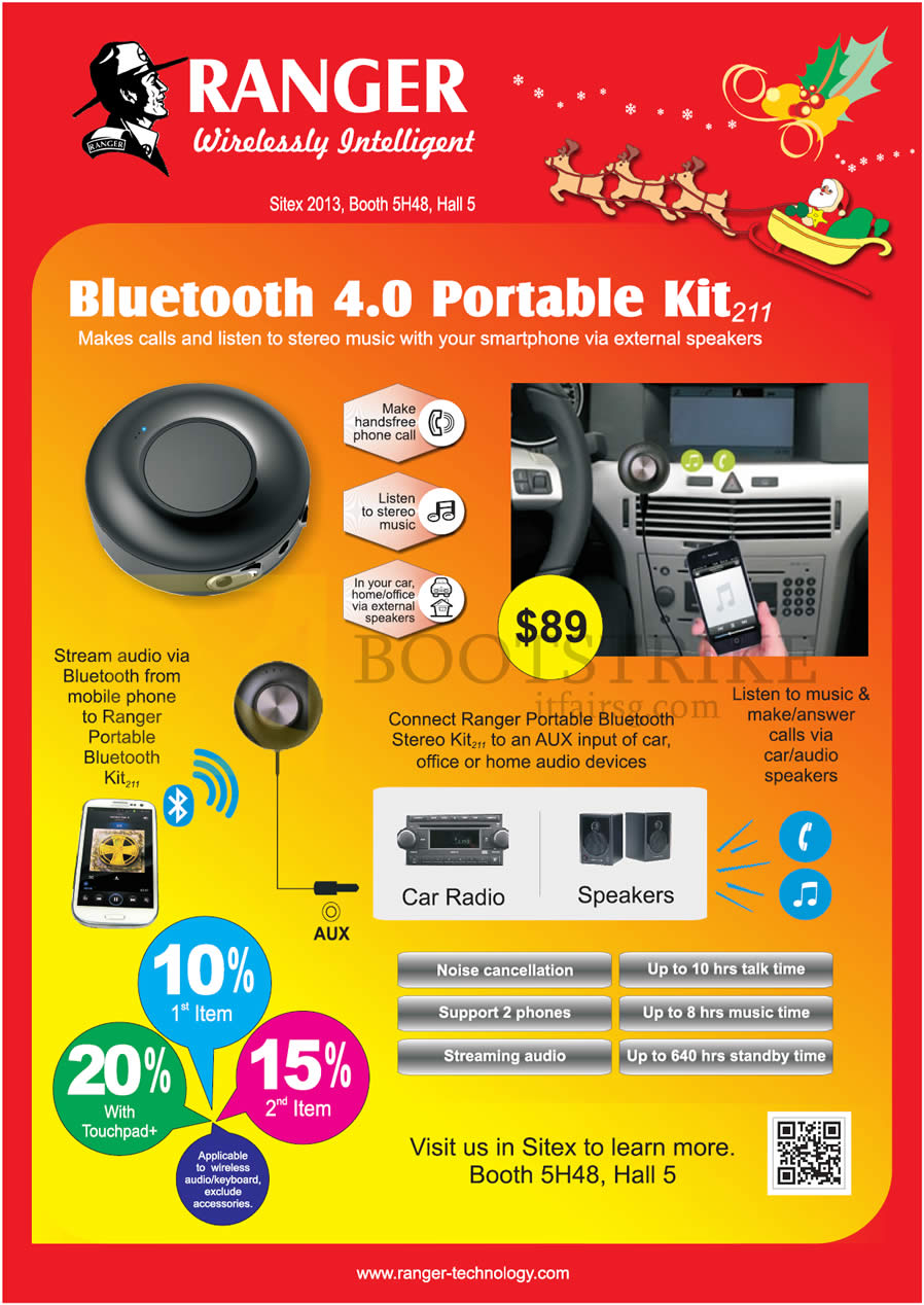 SITEX 2013 price list image brochure of Systems Tech Ranger Bluetooth Portable Kit 211