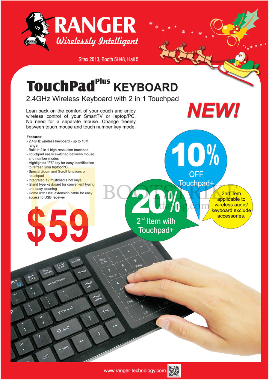 SITEX 2013 price list image brochure of Systems Tech Ranger TouchPad Plus Keyboard Wireless