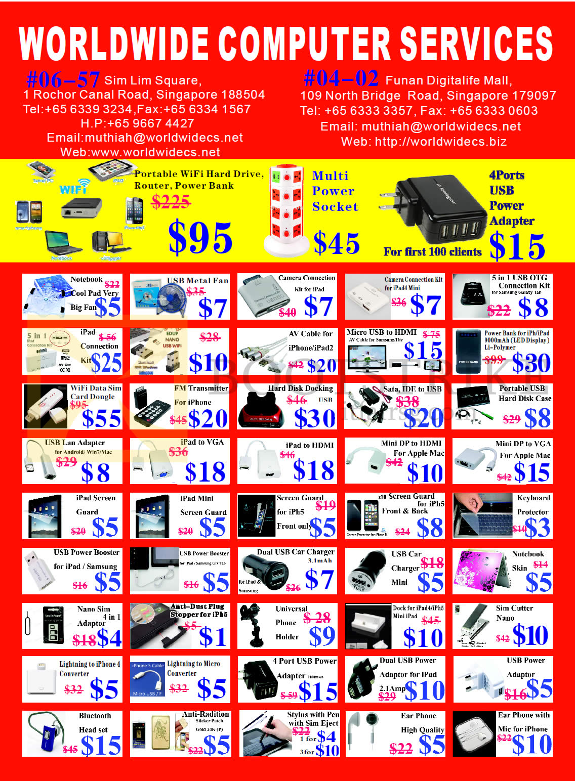 SITEX 2013 price list image brochure of Worldwide Computer Services Accessories, Hard Disk Docking Station, 3G Dongle, FM Transmitter, Powerbank, Notebook Cooler, Screen Protector