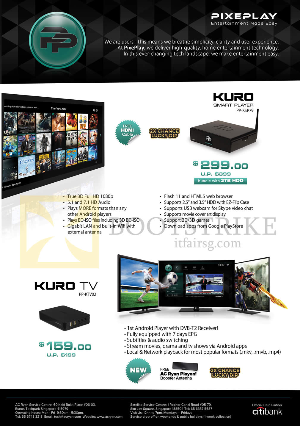 SITEX 2014 price list image brochure of AC Ryan Kuro Smart Player, Kuro TV