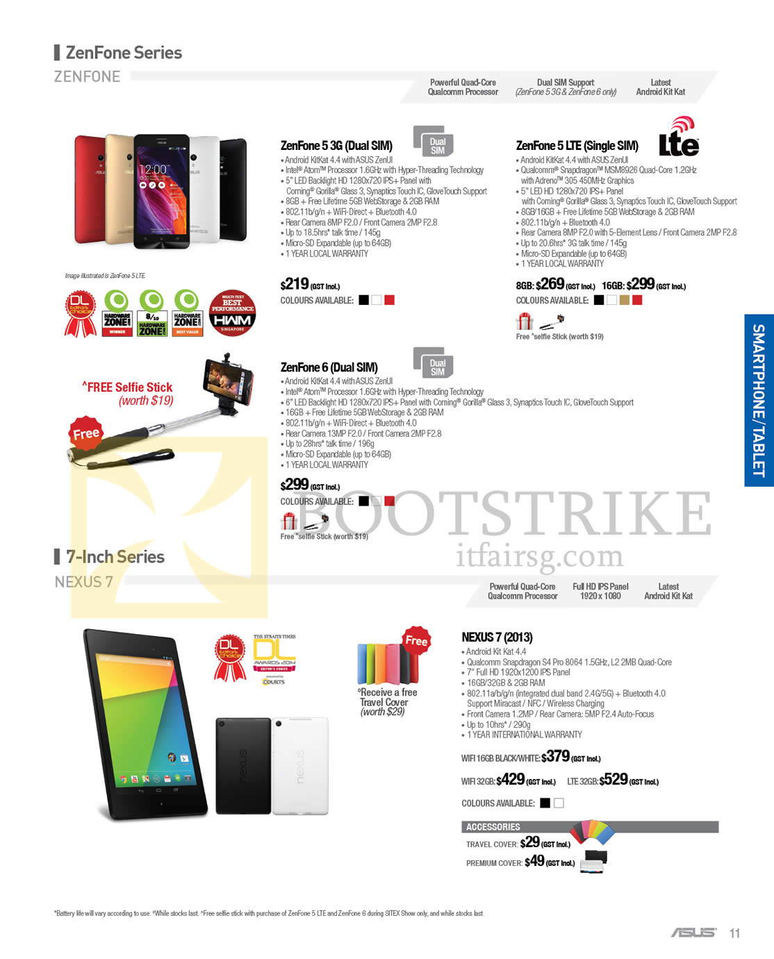 SITEX 2014 price list image brochure of ASUS Smartphones ZenFone 5 Dual Sim, 5 LTE, 6 Dual SIM, Nexus 7