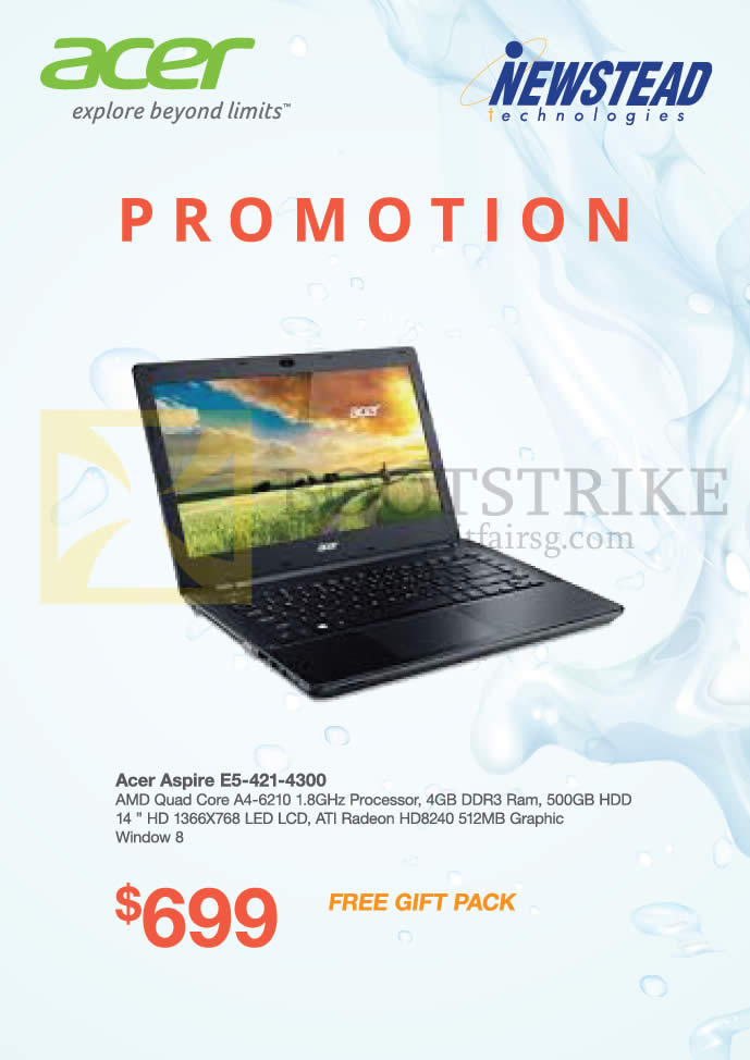 SITEX 2014 price list image brochure of Acer Newstead Notebook Aspire E5-421-4300