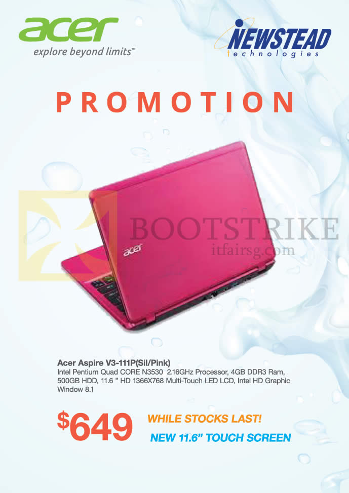 SITEX 2014 price list image brochure of Acer Newstead Notebook Aspire V3-111P