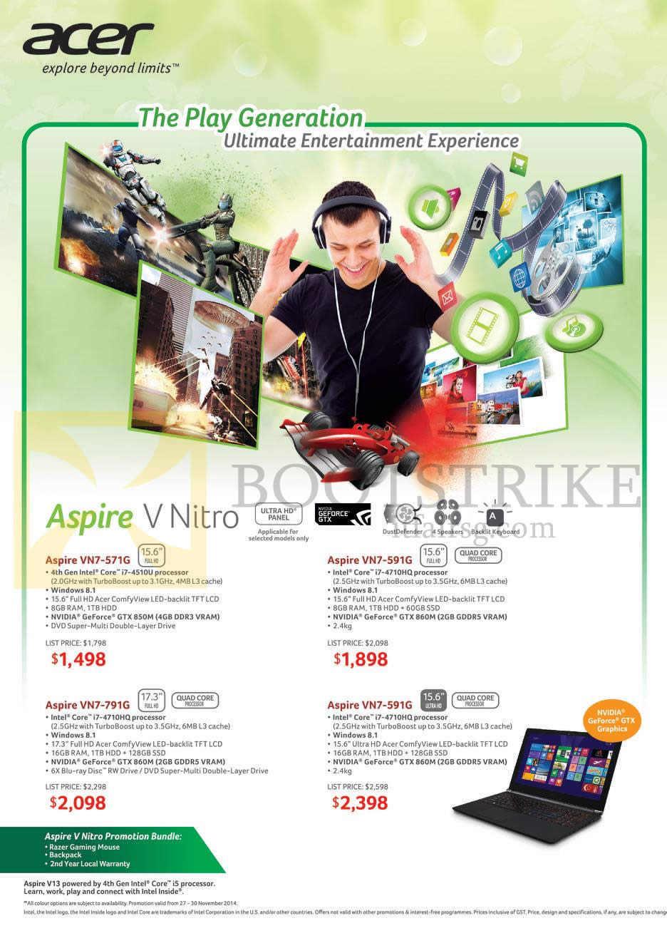 SITEX 2014 price list image brochure of Acer Notebooks Aspire V Nitro, VN7-571G, VN7-591G, VN7-791G, VN7-591G