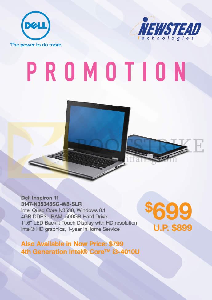SITEX 2014 price list image brochure of Dell Newstead Notebook Inspiron 11 3147-N35345SG-W8-SLR