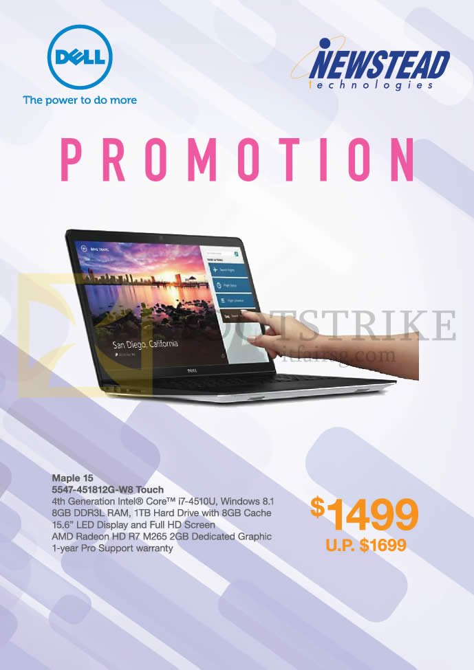 SITEX 2014 price list image brochure of Dell Newstead Notebook Maple 15 5547-451812G-W8 Touch