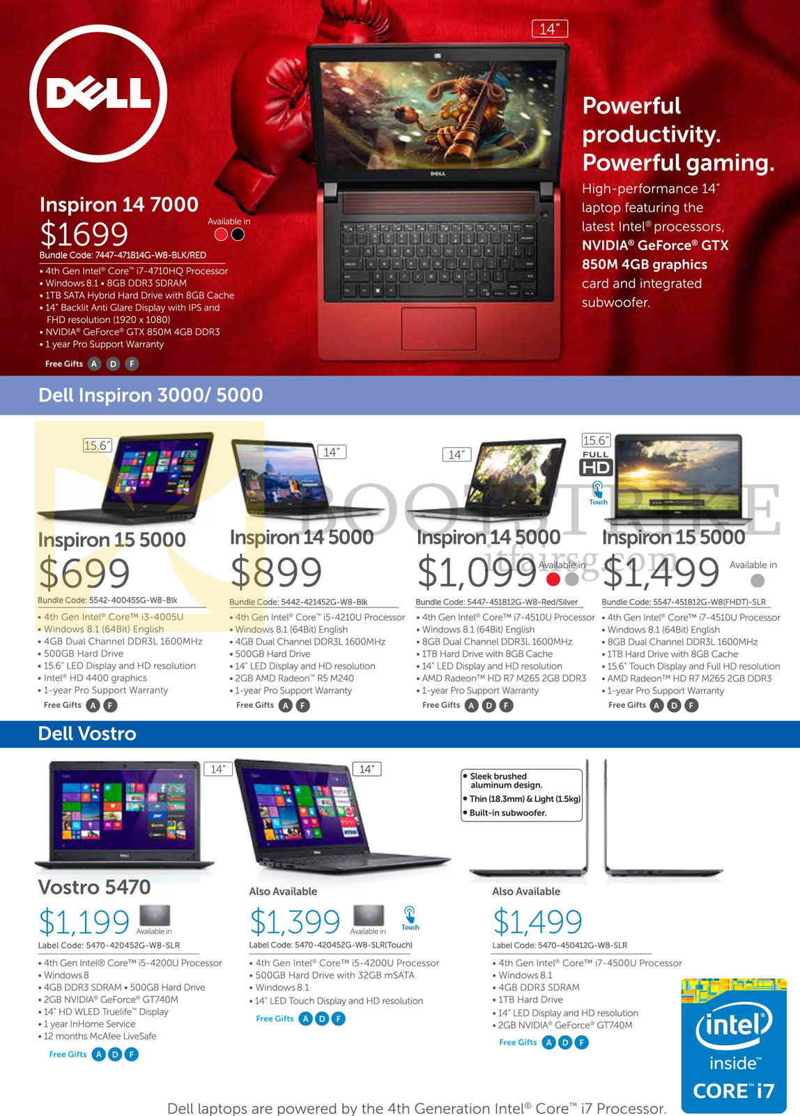 SITEX 2014 price list image brochure of Dell Notebooks Inspiron 15 5000, 14 5000, Vostro 5470