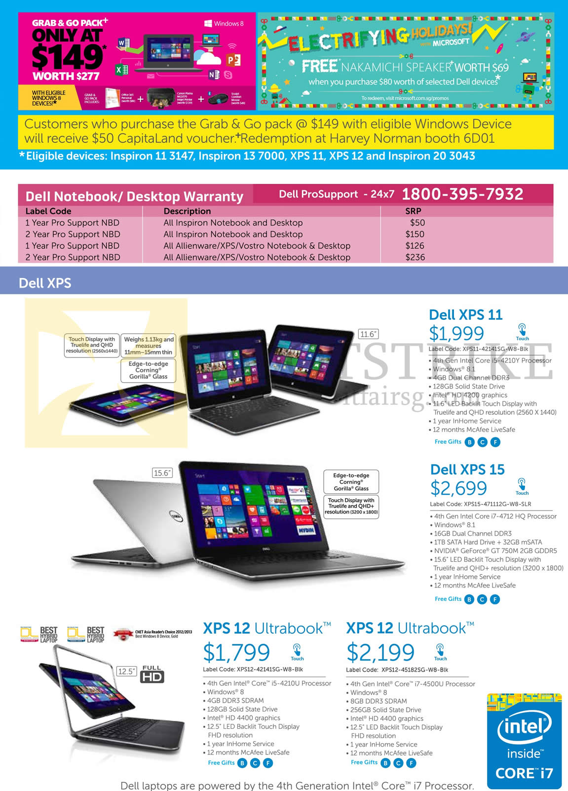 SITEX 2014 price list image brochure of Dell Notebooks XPS 11, XPS 15, XPS 12