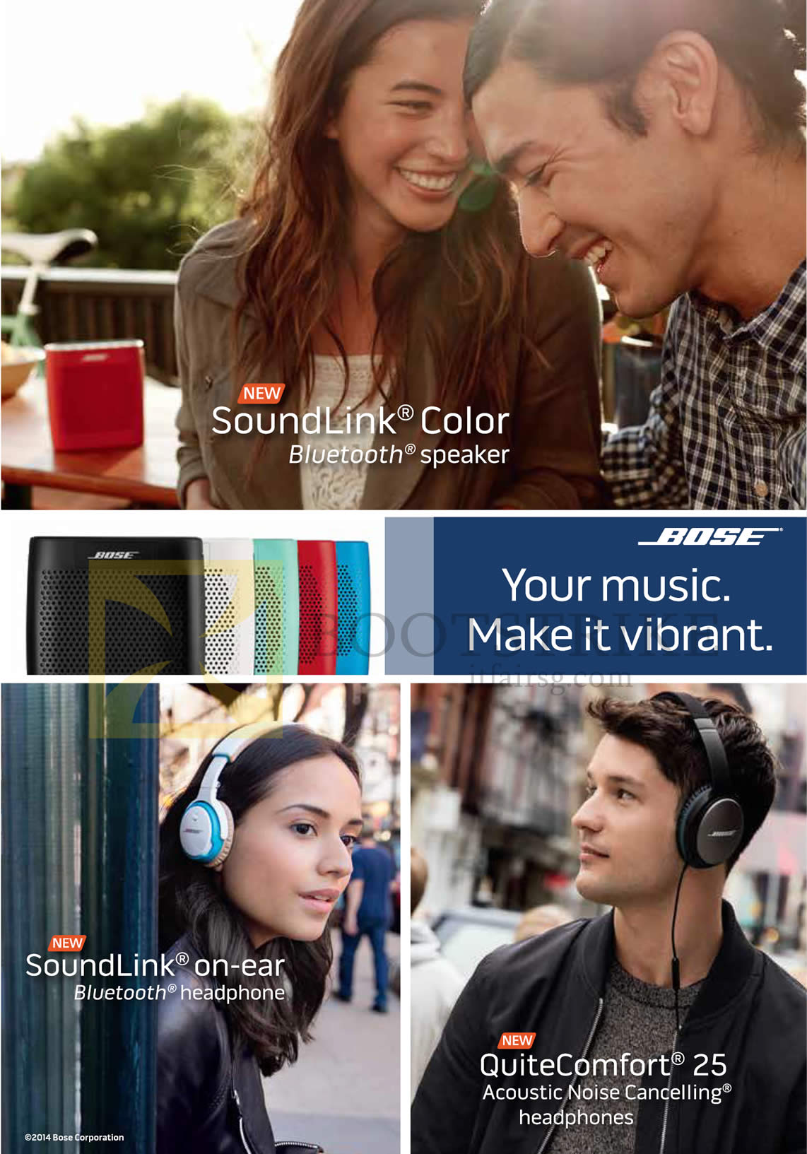 SITEX 2014 price list image brochure of Epicentre Bose SoundLink Color Bluetooth Speaker, On-ear, QuiteComfort 25 Headphones