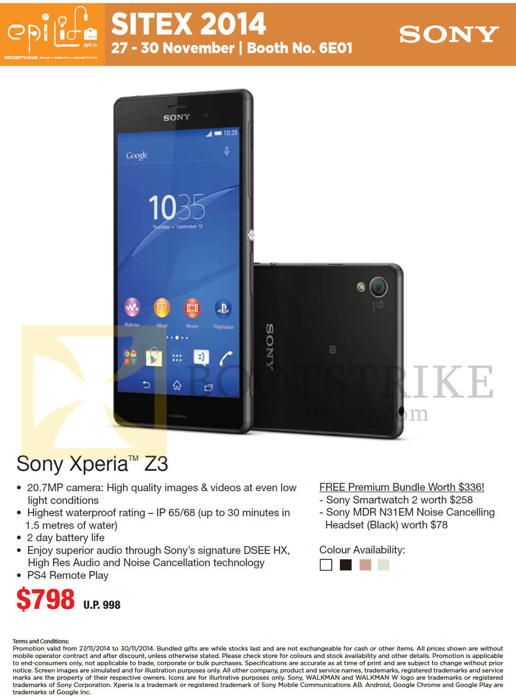 SITEX 2014 price list image brochure of Epicentre Sony Xperia Z3