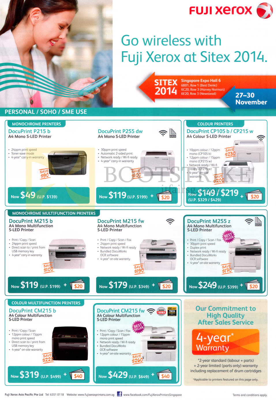 SITEX 2014 price list image brochure of Fuji Xerox Printers DocuPrint P215b, P255dw, CP105b, CP215w, M215b, M215fw, M255z, CM215b, CM215fw