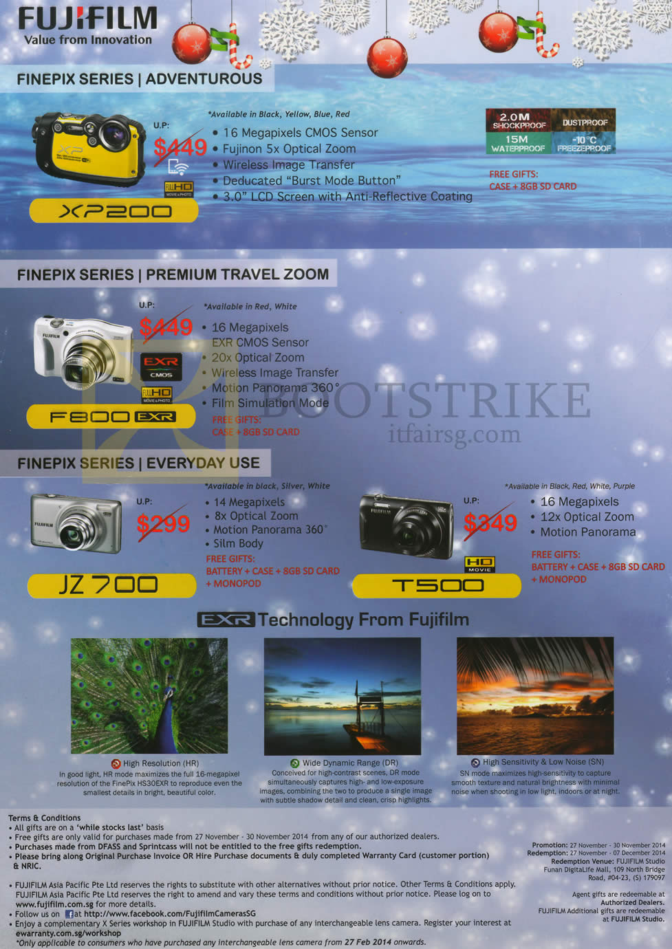 SITEX 2014 price list image brochure of Fujifilm Digital Cameras (No Prices) XP200, F800, JZ700, T500