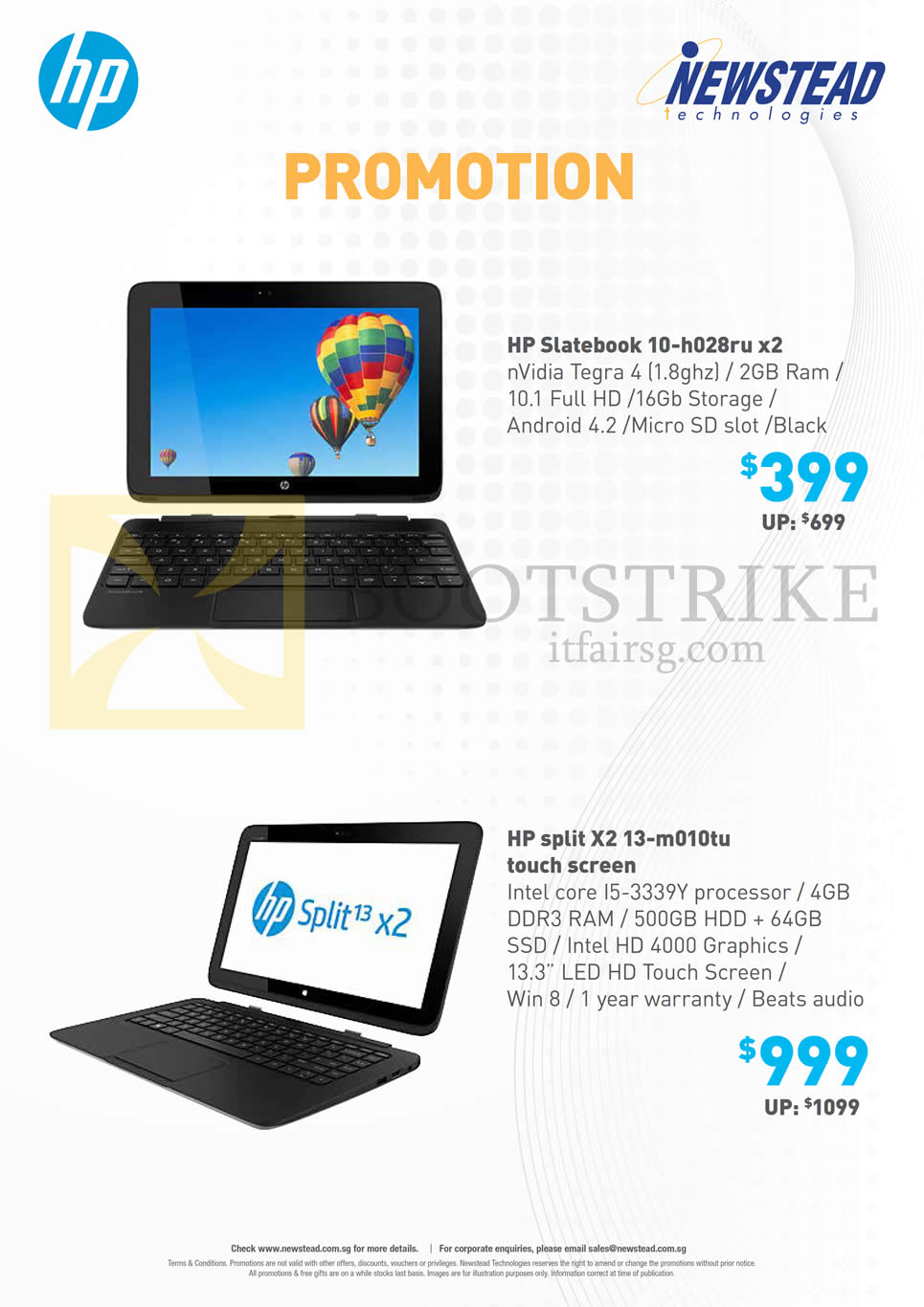 SITEX 2014 price list image brochure of HP Newstead Notebooks 10-h028ru X2, Split X2 13-m010tu