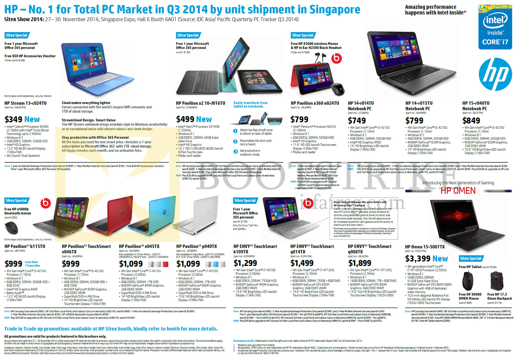 SITEX 2014 price list image brochure of HP Notebooks Pavilion, Envy, 13-c024TU, X2 10-J016TU, X360 N024TU, 15-r040TU, 13-b115TU, 14-v046TX, 15-q008TX, 15-5007TX