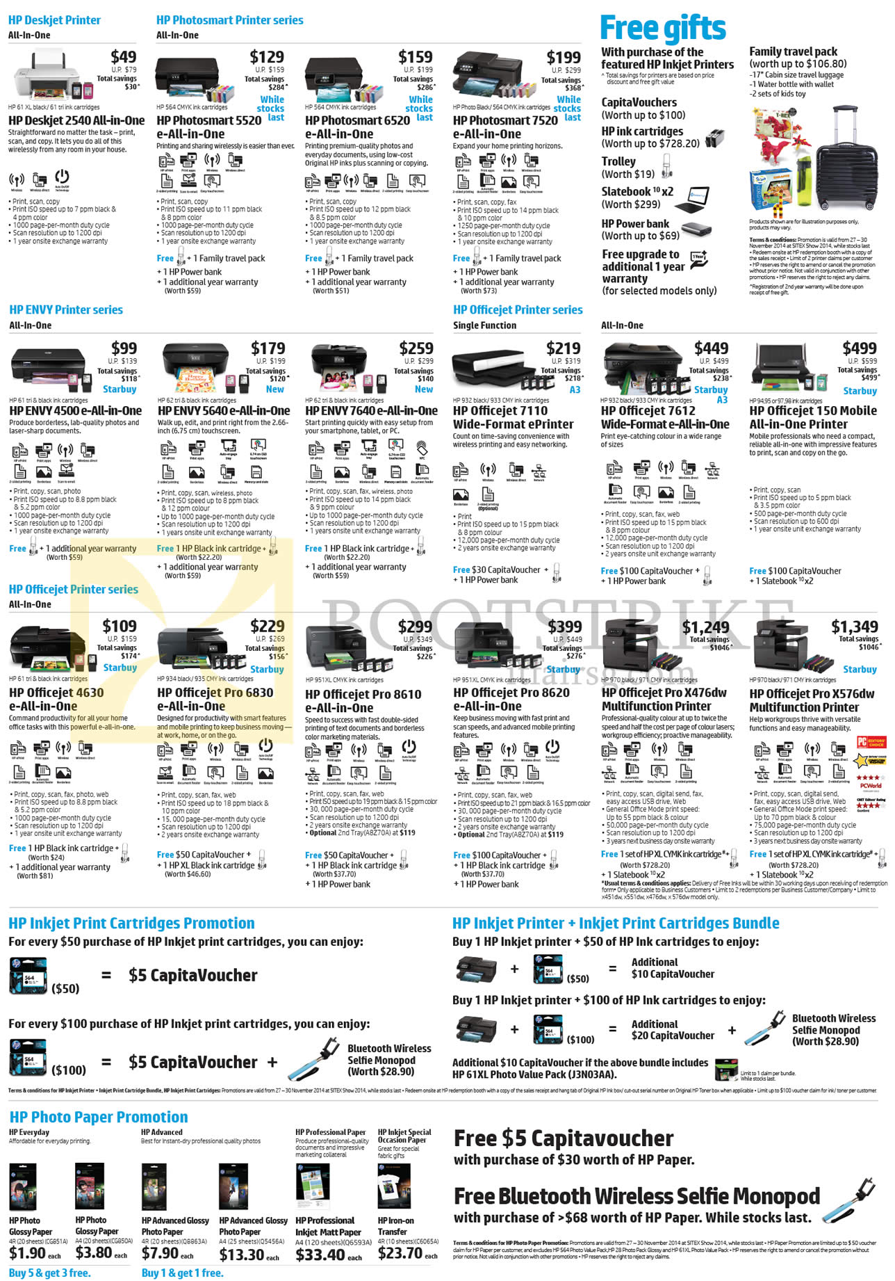 SITEX 2014 price list image brochure of HP Printers Deskjet 2540, Photosmart 5520, 6520, 7520, ENVY 4500, 5640, 7640, Officejet 7110, 7612, 150, 4630, 6830, 8610, X476dw, X576dw