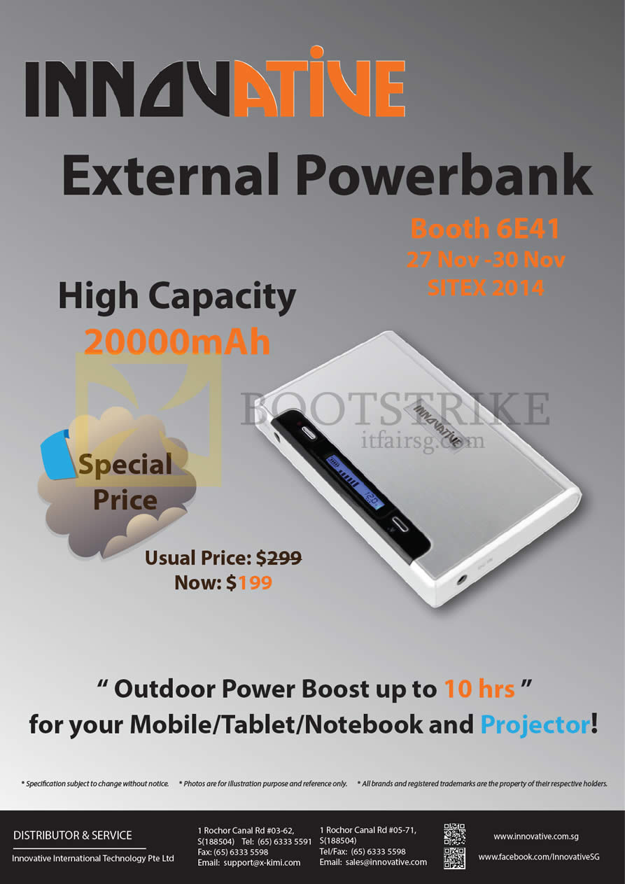 SITEX 2014 price list image brochure of Innovative External Powerbank 20000mAh