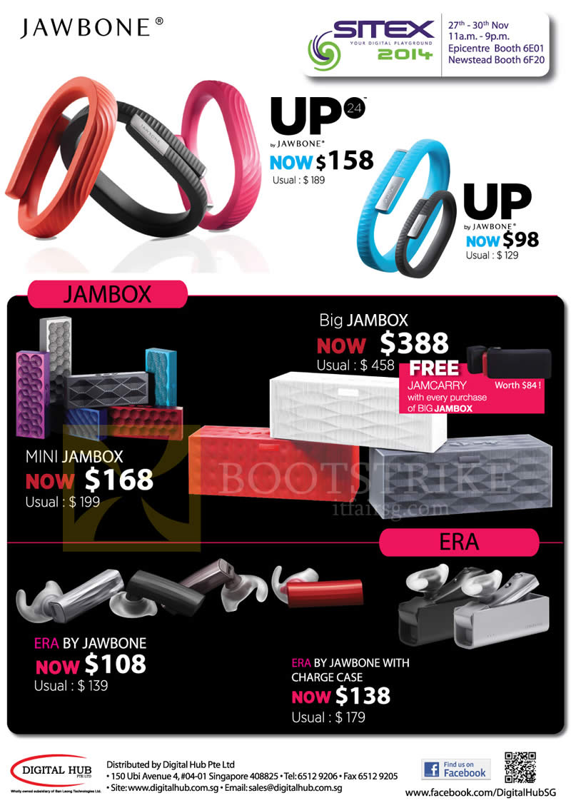 SITEX 2014 price list image brochure of Jawbone Speakers Up, Big Jambox, Era