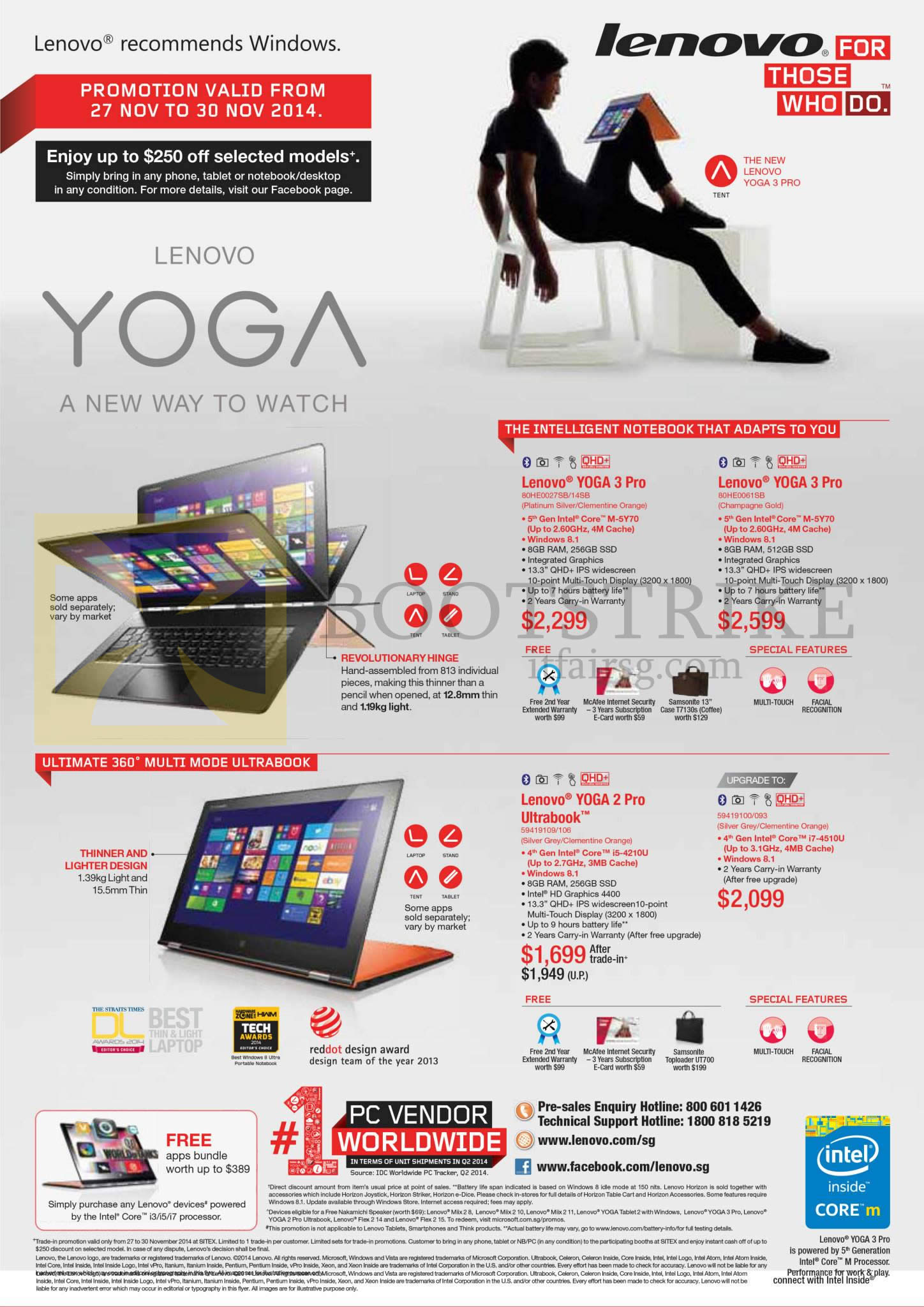 SITEX 2014 price list image brochure of Lenovo Notebooks Yoga 3 Pro, Yoga 2 Pro