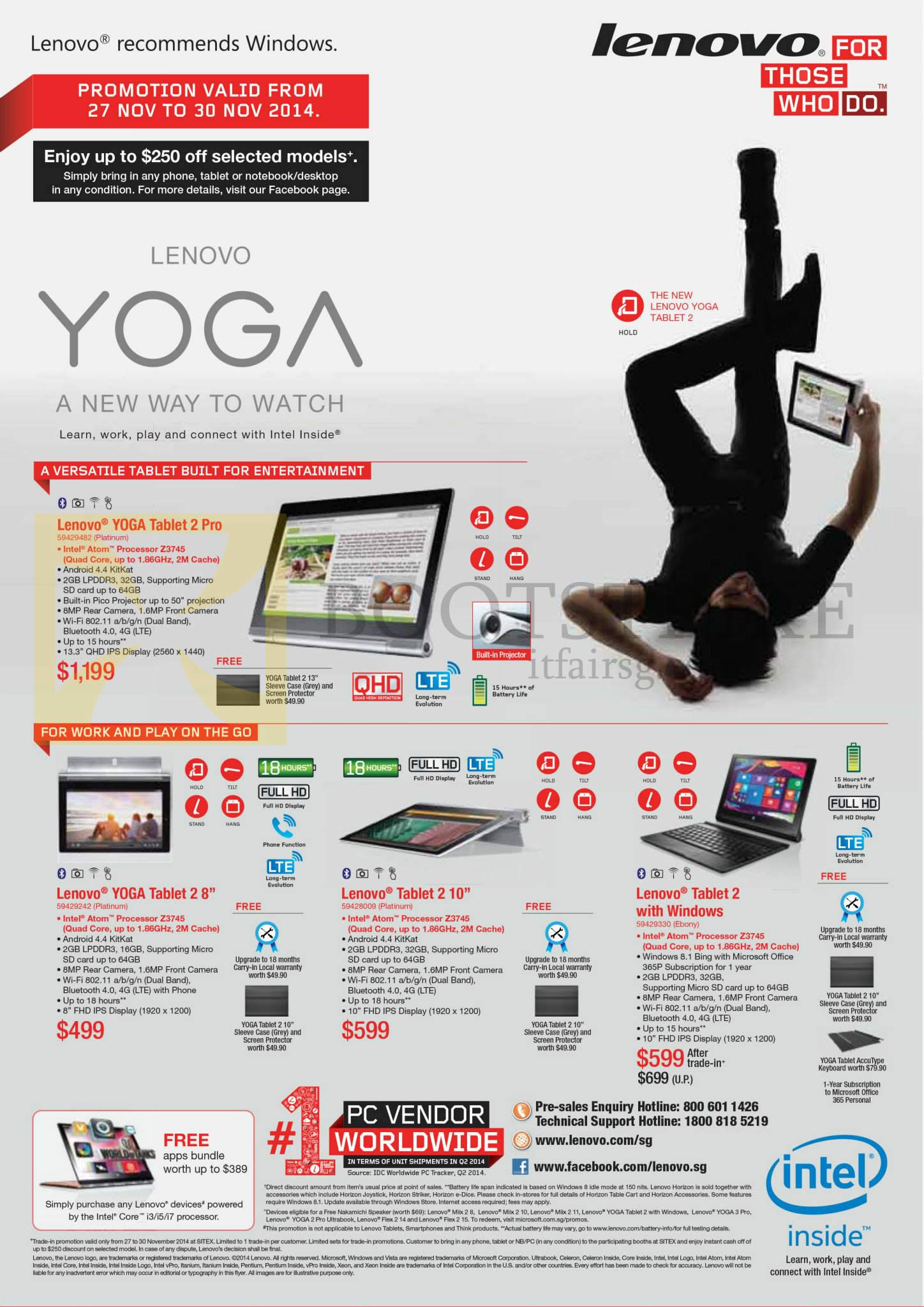 SITEX 2014 price list image brochure of Lenovo Tablets Yoga 2 Pro, Yoga 2 8.0, Yoga 2 10.0, Yoga 2, Tablet 2