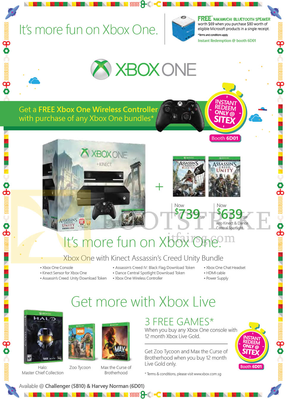 SITEX 2014 price list image brochure of Microsoft Xbox One Console, Xbox Live
