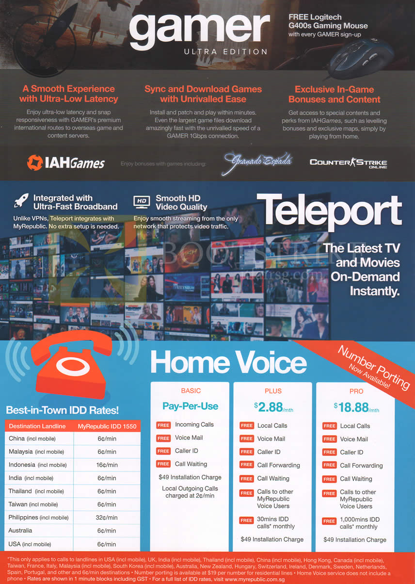 SITEX 2014 price list image brochure of MyRepublic Teleport TV, Home Voice