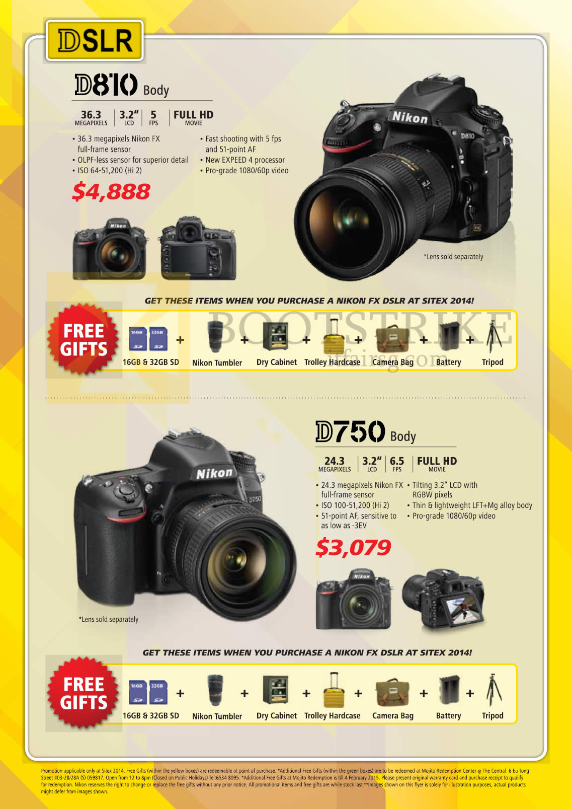 SITEX 2014 price list image brochure of Nikon DSLR Digital Cameras D810, D750