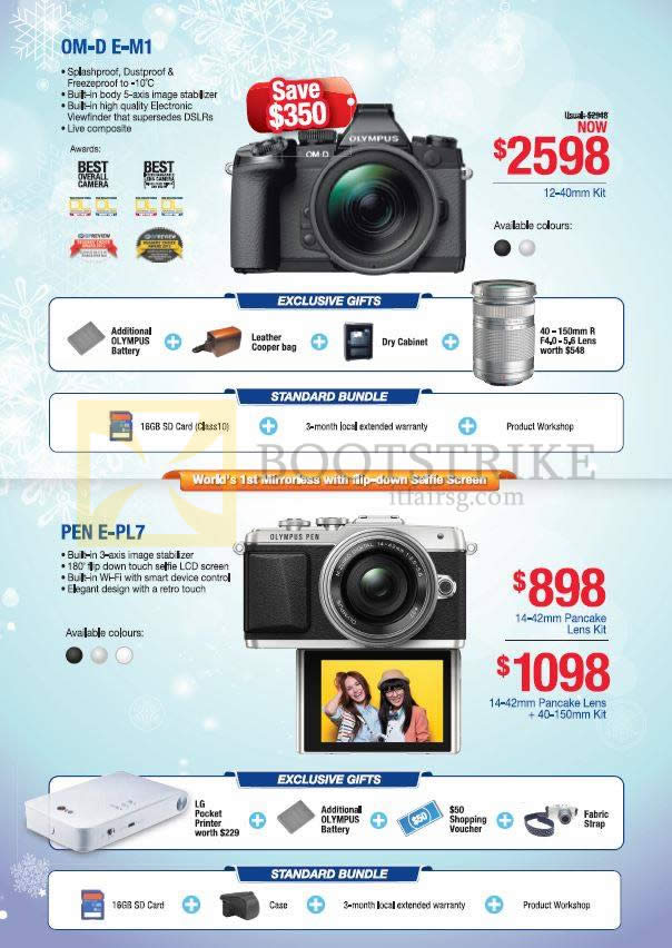 SITEX 2014 price list image brochure of Olympus Digital Cameras OM-D E-M1, PEN E-PL7