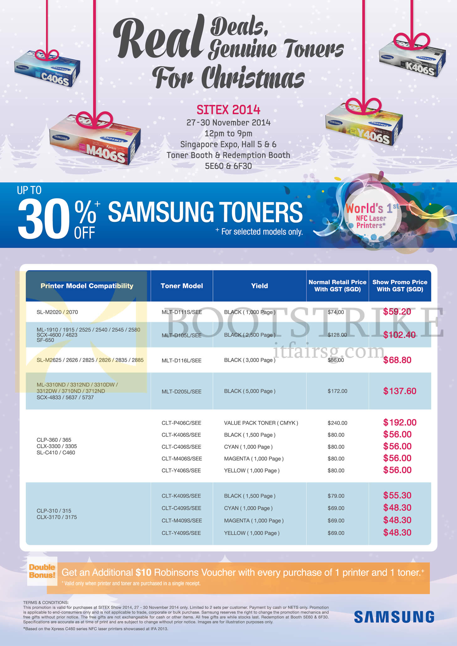 SITEX 2014 price list image brochure of Samsung Printers Toners
