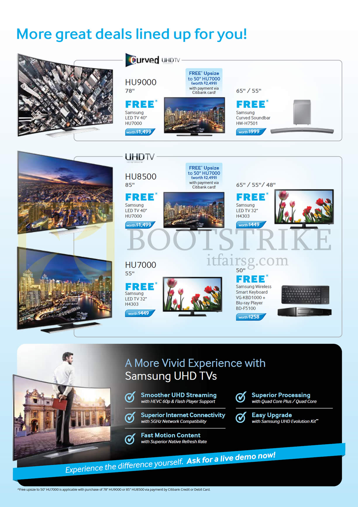 SITEX 2014 price list image brochure of Samsung TV Audio House (No Prices) HU9000, HU8500, HU7000